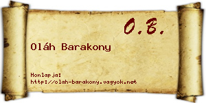 Oláh Barakony névjegykártya